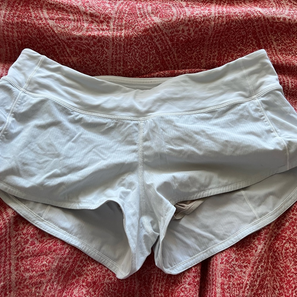 white lululemon speed up shorts 2.5 used